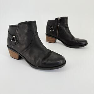 Teva Womens Foxy Leather 10 Ankle Boots Side Zip Booties Leather Black